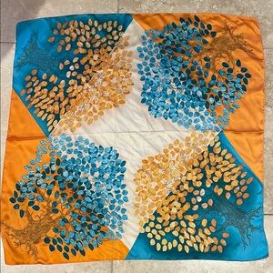 Colorful Tree Pattern Silk Scarf 24x24